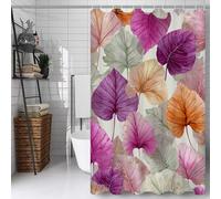 Colorful Shower Curtain for Bathroom W150 x L200 cm, Waterproof Polyester Fabric Rustproof Eyelets Shower Curtain, Weighted Hem, Machine Washable, Quick Dry, Bathroom Decor Curtains Leaf,L#510