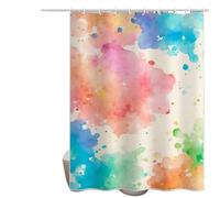 Colorful Shower Curtain Mould Proof Resistant 200 x 220 cm (79 x 87 Inch), Waterproof Shower Curtains Watercolor Painting Polyester Fabric Bathroom Curtains with Hooks, Weighted Hem (LB1238)