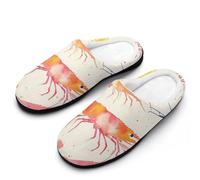 Colorful Shrimp Men's House Slippers Memory Foam Shoes Indoor Outdoor Warm Cotton Slipper 7-8（40-41）
