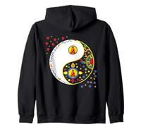 Colorful sign symbol tao yin and yang Taiji Yoga with buddha Zip Hoodie