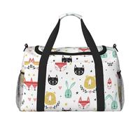 Colorful Simple Cute Animals Print Duffel Bag for Travel Weekender Overnight Carry On Bag Women Men Gym Luggage Bag Carry on