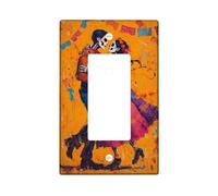 Colorful Skeleton Dance Light Switch Cover Plate/Outlet Covers, Orange Festive Day of the Dead Design, Thermoplastic Wall Plates, Standard Size Single Rocker