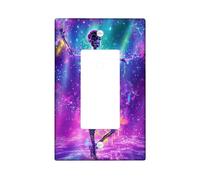Colorful Skeleton Light Switch Cover Plate/Outlet Covers, Violet Neon Halloween Decor, Thermoplastic Wall Plates, Standard Size Single Rocker