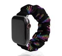Colorful Skeleton Skull Print Scrunchie Watch Bands Soft Elastic Replacement Wristband Compatible with Apple Watch 42mm/44mm