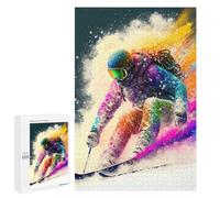 Colorful Skiing Adventure Jigsaw Puzzle, 1000 PCS, Relaxing Activity for Adults, An Engaging Indoor Activity for Quiet Evenings, at Home