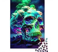 Colorful Skull 1000 Piece Jigsaw Puzzle Paper for Adults Night Smoke Puzzle Game for Family Home Decor Gift 70x50cm/1000pcs