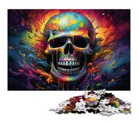Colorful Skull 1000 Pieces Puzzles for Adults cardboard Jigsaw Relax & Challenge, Colorful Home Decor Art, for Friends 26X38CM/10.23x14.96inch