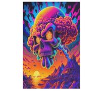 Colorful Skull 1000 Pieces Wooden Jigsaw Puzzle for Adults Puzzles Brain Exercise Challenge High Difficulty Game for Kids 78×53cm