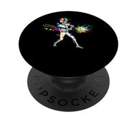 Colorful Skull Baseball Batter Paint Splatter PopSockets Adhesive PopGrip