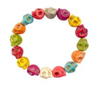 Colorful Skull Bead Skeleton Bracelets Delicate Gothic Charm Head Bone Stone Seed Elastic Strand Bracelets Jewelry