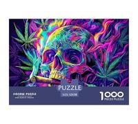 Colorful Skull Botanical Element 1000 Piece Jigsaw Puzzle Jigsaw Puzzle for Adults Night View Relax Home Decor Gift 52x38cm/1000pcs