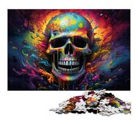 Colorful Skull JigsawPuzzle 1000 Pieces for Adults Challenging Puzzles Perfect Home Or Office Decor, Ideal 50x75CM/19.68x29.52inch