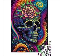 Colorful Skull Paper 1000 Pieces Jigsaw Puzzle for Adults Creative Rectangular Puzzle Brain Exercise Challenge Game 1000pcs (38x26cm)