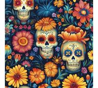 Colorful Skull Self Adhesive Wallpaper Plants Flower Feather Contact Paper Peel and Stick Wallpaper Thicken Waterproof Matte with Sticky Back Canvas Wall Cabinets Furniture Stickers Decorate 0.3×3 m