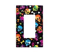 Colorful Skull Switch Cover Plates Halloween Decor Neon for Wall Accents Thermoplastic Wall Plates Standard Size Single Rocker