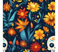 Colorful Skull Wallpaper Self-Adhesive 0.4×3 m Plants Flower Feather Pattern Matte Contact Paper Removable Thicken Waterproof Canvas Peel and Stick Wall Paper for Home Decoration Furniture Renovation