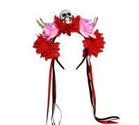 Colorful Skull With Flower Skeleton Hands Adjustable Halloween Headband For Women Men Kids Costume Parties Decoration Colorful Flower Skull Hairband