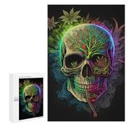 Colorful Skull with Nature Elements Jigsaw Puzzle, 1000 PCS, Indoor Activity for The Home, A for Adult Puzzle Lovers, for Cosy Nights