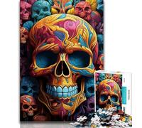 Colorful Skulls 1000 Piece Jigsaw Puzzle for Adults And Teenagers,Toys Educational Games Stress Relieving Wall Decoration 50x75cm