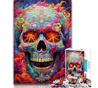 Colorful Skulls 1000 Piece Jigsaw Puzzle for Adults Teens,Brain Intelligence Challenge Addictive Toys for Home Decoration (38x26cm)