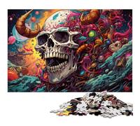 Colorful Skulls from The Future Puzzles for 1000 Piece Wooden Puzzles Challenging DIY Brain Teaser, Perfect Family Game Or Decorative Gift 50x75CM/19.68x29.52inch