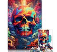 Colorful Skulls Jigsaw Puzzles for Teenagers 1000 Piece Puzzle,Brain Intelligence Challenge Addictive Toys for Home Decoration 50x75cm
