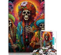 Colorful Skulls Jigsaw Puzzles for Teenagers 1000 Piece Puzzle,Help The Brain Exercise Addictive Toys to Cultivate Patience A Work of Art 50x75cm