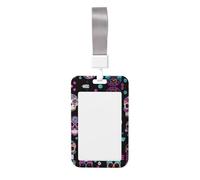 Colorful Skulls Print Print Badge Holder with Breakaway Lanyard,Work Name Tag Breakaway Lanyard Id Card Protector Case