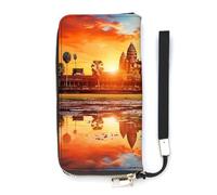 Colorful Sky Angkor Wat Landmarks Slim Wallet for Women Long Purse Cute Clutch Wristlet Handbag Card Holders