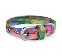 Colorful Sky Life Tree Pet Collar, Oxford Cloth Pet Collar 7.9-10.4 Inch, Soft Breathable Adjustable Dog Collar with Safe Buckle, Durable Wear-Resistant Collar for Puppy Dogs and Cats
