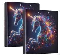 Colorful Sky Unicorn 1 1/2 Inch 3 Ring Binders Hold 200 Sheets Cute Folders Portfolio Floral Round Ring Office Binder, 12.4x10.63x2.36inch, 1 Pack