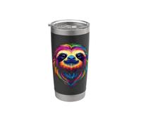 Colorful Sloth Face Cute Rainforest Jungle Animals Black Stainless Steel Insulated Tumbler