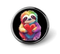 Colorful Sloth Heart Round Button Pins Lapel Pin Brooch Badge Clothing Hats Decor for Women Men Gifts