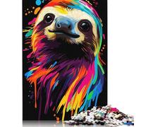 Colorful Sloth Portrait Puzzles for Adults 500 Puzzles Wood Puzzle Jigsaws for Adults Teenagers Teenager Man Woman Gift 500pcs (52x38cm)