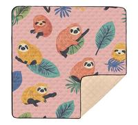 Colorful Sloth Rose Gold Large Non-Slip Baby Playmat for Indoor Outdoor Cozy Breathable Kicking Mat for Babies Infants Toddlers, 50'' x 50''