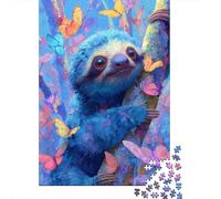 Colorful Sloth with Butterflies Jigsaw Puzzles Puzzle for Adults Kids. 1000 Piece Impossible Challenge Toy Educational Game Home Decoration for Educational Games Gifts 38x26cm/1000pcs