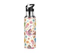 Colorful Sloths Insulated Stainless Steel Water Bottle with Straw 20 Oz, BPA-Free Sports Water Bottle with Straw Leakproof Water Bottles