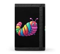 Colorful Slug Caterpillar Trifold Wallet Portable Slim Purse Wallet Card Holder with Zip for Men Women