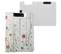 Colorful Small Flowers on White Wooden Folding Clipboards Two Metal Clips Pen Holder Clip Board with Cover Clipboard Folio Stationery Organizer Supplies