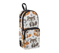 Colorful Small Fox Pencil Case, Big Capacity Pen Bag with Compartment Students Schoolbag Shape Stationery Organizer Pencil Pouch Marker Case for School Office Work