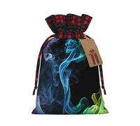 Colorful Smoke Christmas New Year Candy Gift Bags M Size Drawstring Bags for Kids Xmas Holiday Xmas Eve Presents