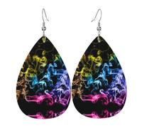 Colorful Smoke Ladies Leather Earrings Teardrop Drop Print Earrings Fashion Lightweight Daily Wear Party Date