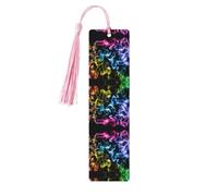 Colorful Smoke Print Reading Page Markers, 5pcs Wooden Bookmarks with Tassels,Teachers Reading Book Lovers Gifts