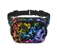 Colorful Smoke Print Unisex Square Double Layer Waist Bag Trendy Crossbody Fanny Pack Travel Workouts, Black, One Size