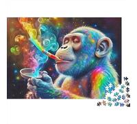 Colorful Smoking Monkey Jigsaw Puzzle 1000 Pieces Puzzle Game for Adults 70x50cm/1000pcs