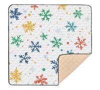 Colorful Snow White Merry Christmas Cute Baby Floor Play mat for Indoor Outdoor One-Piecing Foldable Infant Play Activity Mat for Babies Infants Toddlers, 50'' x 50''