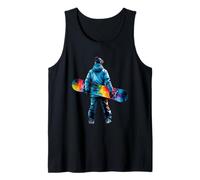 Colorful Snowboarder - Back View with Bright Winter Gear Tank Top
