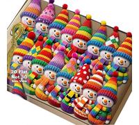 Colorful Snowman Hanging Ornament, Personalised Christmas Decorations with 16 Hanging Ornaments, 3.14 Inch Cartoon Christmas Tree Decoration, 2D Wooden Snowman for Home and Party Decorations