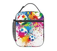 Colorful Soccer Ball Football Splash Lunch Bag Reusable Lunch Box Insulated Meal Bags Portable Lunch Tote For Men Women Adults Work Travel Picnic