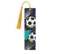 Colorful Soccer Bookmark Sport Ball Wooden Bookmark with Tassel Book Mark for Women Men Reading Page Markers Gifts for Book Lovers